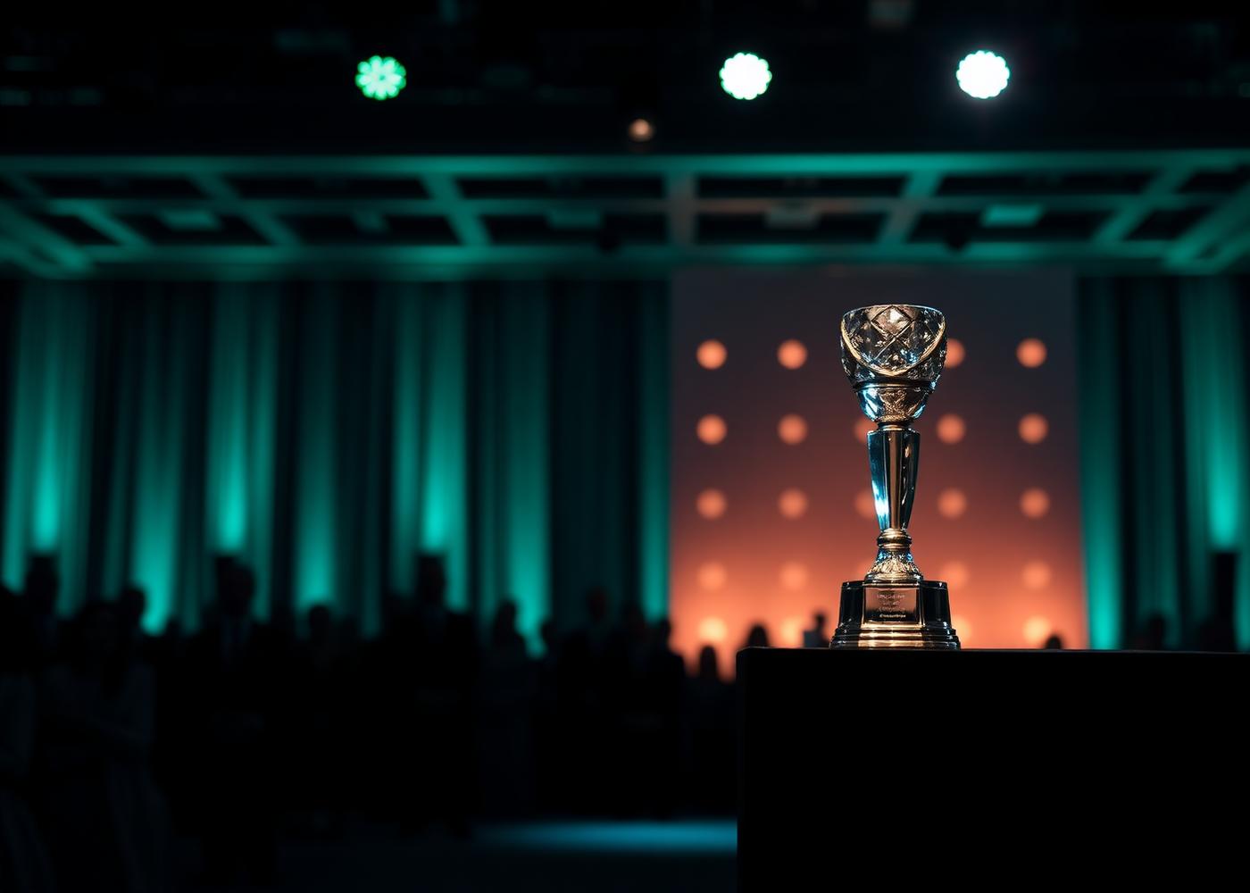 Awards trophy on stage